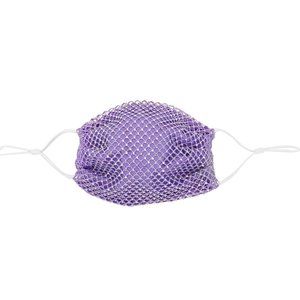 Purple Mesh with Sparkling Color Crystal Rhinestones 2 Ply Fashion Mask